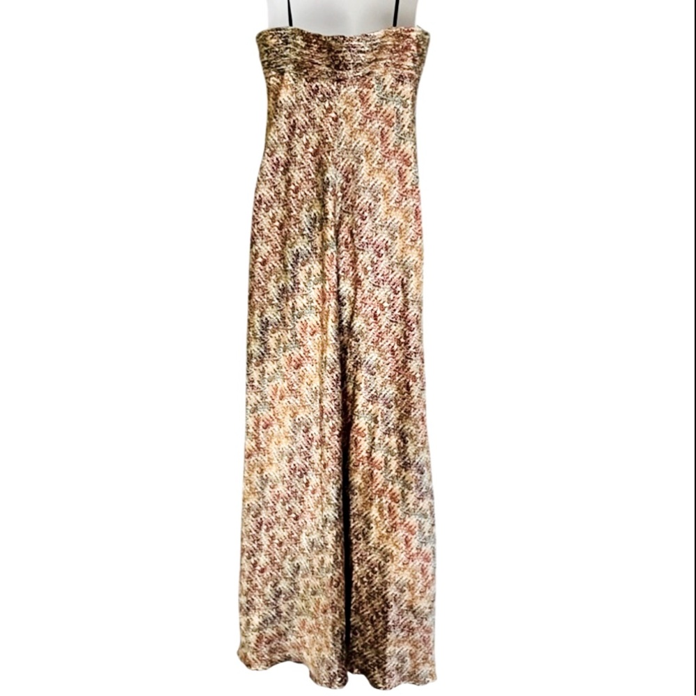Laundry Silk Floral Ruched Empire Waist Padded Bust Strapless Formal Maxi Gown 6 - Picture 4 of 15